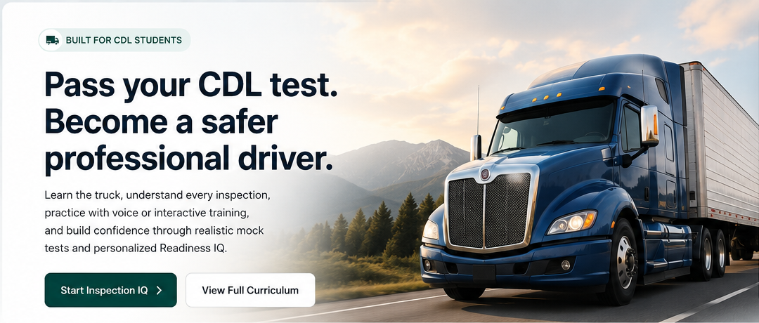 Commercial truck used for CDL pre-trip inspection training